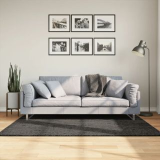 ковер ISTAN, высокая бахрома, глянцевый, антрацитово-серый, 120x170 см