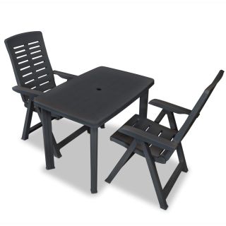 3-osaline bistroomööbel, plast, antratsiit