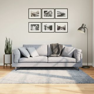 Ковер ворсистый с высокой бахромой PAMPLONA, синий 160x160 см
