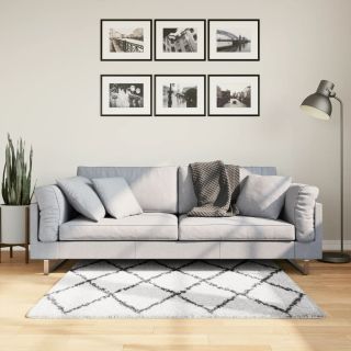 kõrge narmaga Shaggy vaip PAMPLONA, kreemjas/must 120x120 cm