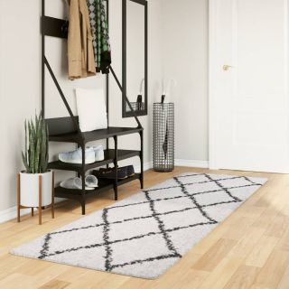 kõrge narmaga Shaggy vaip PAMPLONA, kreemjas/must, 80x250 cm