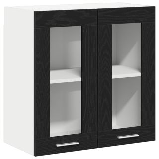 Rippuv Klaaskapp Mustast Tammes - 60x31x60 cm
