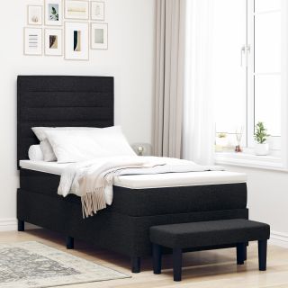 Box Spring voodi madratsi ja pingiga Must 100x200 cm Kangas