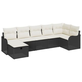 7-osaline Aia Diivanikomplekt koos Patjadega Must Polü Rattan,2-kohaline Aia Diivan koos Panipaigaga & Patjadega Must Polü Rattan