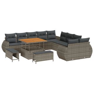 13-osaline aia diivanikomplekt padjadega hall polü rattan akaatsia,3-osaline aia söögikomplekt padjadega hall polü rattan akaatsia