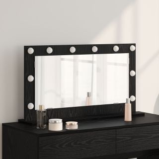 Peegel LED Valgusega Must Oak 80x45x18 cm