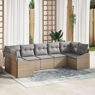 7-osaline Aia Sofa Komplekt Padjadega Beež Polü Rattan
