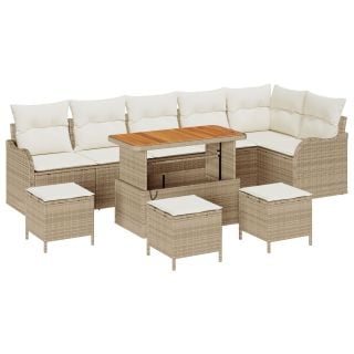10-osaline aiadiivanite komplekt padjadega Beež Polürotang Acacia,2-kohaline aiadiivan padjadega Beež Polürotang,4-osaline aiad dining komplekt padjadega Beež Polürotang Acacia