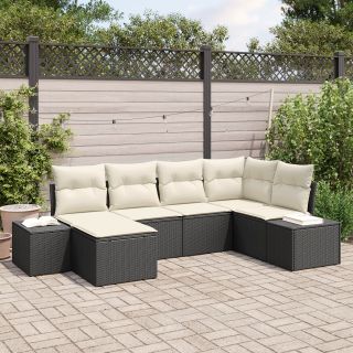 6-osaline aiadiivanikomplekt padjadega Must Polü Rattan