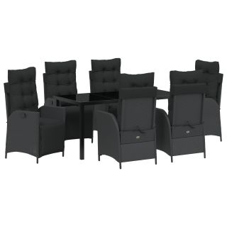 7 Tükiline Aiatoitlustuskomplekt Must Polü Rattan