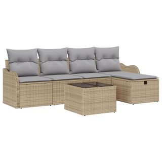 6-osaline aiamööbli komplekt padjadega Beež Polü Rattan,2-kohaline aiamööbel kappi ja padjaga Beež Polü Rattan
