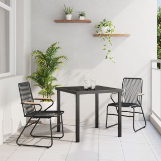 3-osaline aiatoitmise komplekt Must PVC rottan
