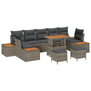 10-osaline aia diivanikomplekt padjadega Hall Polü rattan Akaatsia,3-osaline aia söögilaua komplekt padjadega Hall Polü rattan Akaatsia