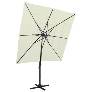 Садовый зонт, 4-х складной, с алюминиевой штангой, песочный, 250 x 250 см