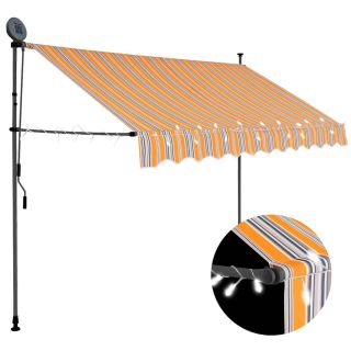 käsitsi sissetõmmatav varikatus, LED, 250 cm, kollane ja sinine
