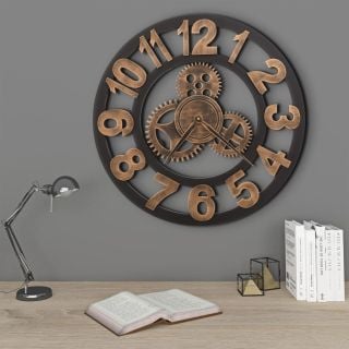 seinakell metall 58 cm kuldne ja must