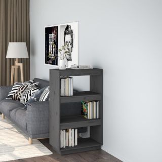 Книжная полка/разделитель комнаты, серая, 60x35x103 см, массив сосны