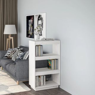 Книжная полка/разделитель комнаты, белая, 60x35x103 см, массив сосны