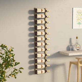 seinale kinnitatav veiniriiul 12 pudelile, kuldne raud