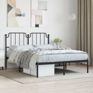 metallist voodiraam peatsiga, must, 135x190 cm