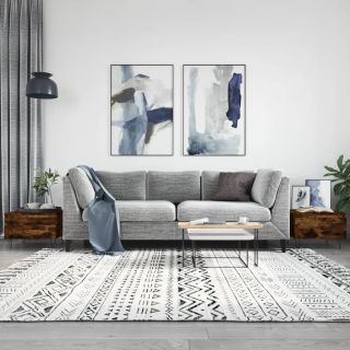 kohvilauad 2 tk, suitsutatud tamm, 50 x 46 x 35 cm, tehispuit