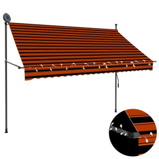 käsitsi sissetõmmatav varikatus, LED, 250 cm, oranž ja pruun