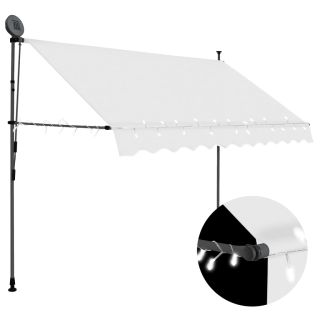 käsitsi sissetõmmatav varikatus, LED, 250 cm, kreemjasvalge