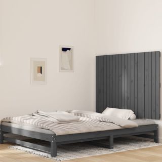 Изголовье кровати настенное, серое, 127,5x3x90 см, сосна