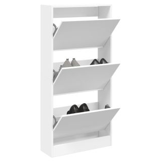 Тумба для обуви, белая, 60 x 21 x 125,5 см, искусственное дерево