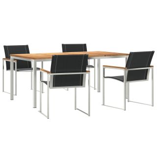 5-osaline aia söögikomplekt kõvast puidust akaatsiapuidust,väli söögilaud 180x90x75 cm kõvast puidust akaatsiapuud