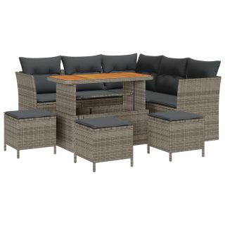 9-osaline Aiamööbli Komplekt koos Padjadega Hall Polü Rattan Acacia,4-osaline Aia Toitlustus Komplekt koos Padjadega Hall Polü Rattan Acacia