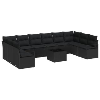 11-osaline aia sofa komplekt koos padjadega beez polürotangist,2-kohaline aia sofa koos hoiustamise ja padjadega mustast polürotangist
