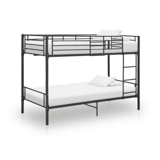 двухъярусная кровать, черная, металлическая, 90 x 200 см