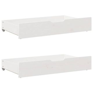 voodiralused sahtlid 2 tk, valge, 95x55x17 cm, männipuit