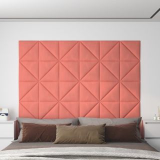 seinapaneelid 12 tk, roosa, 30x30 cm, samet, 0,54 m²