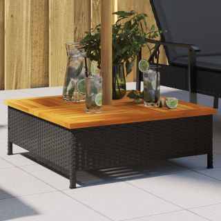 Чехол для основания зонта, черный, 70x70x25 см, ПЭ ротанг/акация