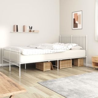 металлический каркас кровати с изголовьем и изножьем, белый, 160 x 200 см
