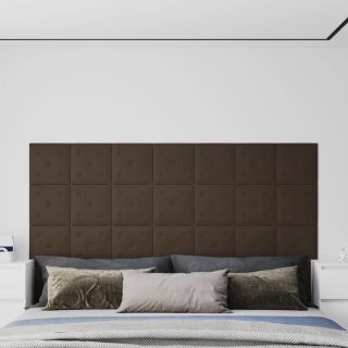 seinapaneelid 12 tk, pruun, 30 x 30 cm, kunstnahk, 1,08 m²