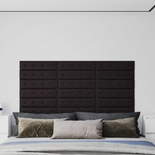 seinapaneelid 12 tk, must, 60 x 15 cm, kunstnahk, 1,08 m²