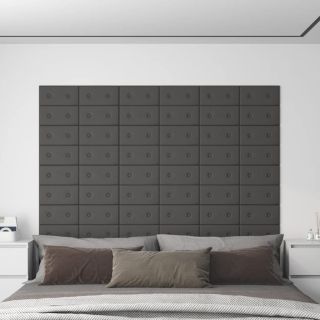 seinapaneelid 12 tk, hall, 30 x 15 cm, kunstnahk, 0,54 m²