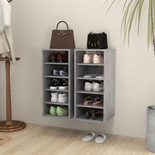 Тумбы для обуви, комплект из 2 штук, бетонно-серый, 31,5 x 35 x 70 см, искусственное дерево