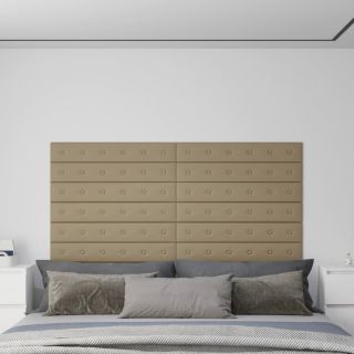 seinapaneelid 12 tk, cappuccino, 90 x 15 cm, kunstnahk, 1,62 m²