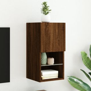 LED-tuledega telerikapp, pruun tamm, 30,5 x 30 x 60 cm