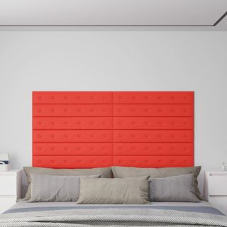 seinapaneelid 12 tk, punane, 90 x 15 cm, kunstnahk, 1,62 m²