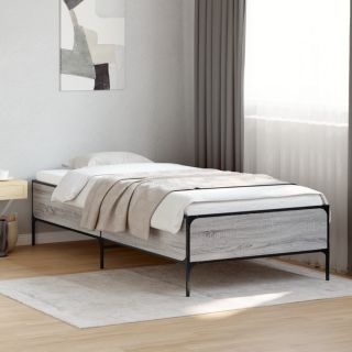 voodiraam, hall Sonoma tamm, 75 x 190 cm, tehispuit ja metall