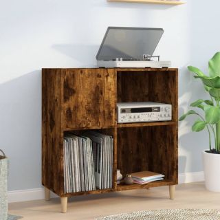 шкаф для пластинок, копченый дуб, 84,5 x 38 x 89 см, искусственное дерево