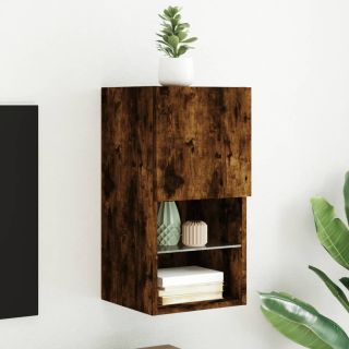Тумба под телевизор со светодиодной подсветкой, дымчатый дуб, 30,5 x 30 x 60 см