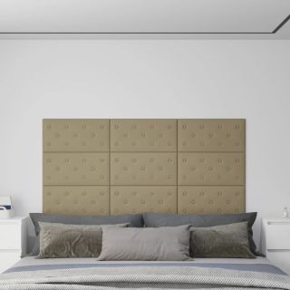 seinapaneelid 12 tk, cappuccino, 60 x 30 cm, kunstnahk, 2,16 m²