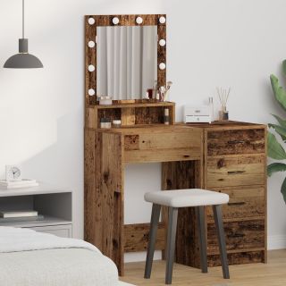 Tualettlaud LED Valgustitega - Vanapuit, 50x41x135 cm