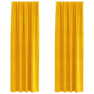 Mustandid kardinad pealmise lindiga 2 tk Sinepikollane Velvet